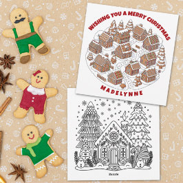Christmas Gingerbread Village With Coloring Page シーズンカード
