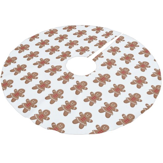 Christmas Gingerbread Women ブラッシュドポリエステルツリースカート (アングル)