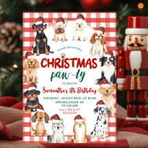Christmas Gingham Dog Paw-ty Animal Lover Birthday