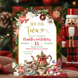 Christmas Gingham Tea For Two 2nd Birthday 招待状