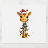 Christmas Giraffe Santa Hat Lights Giraffe Men Wom スパークリングワインラベル (シングルラベル)