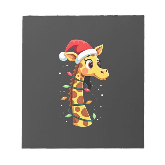 Christmas Giraffe Santa Hat Lights Giraffe Men Wom ノートパッド (正面)