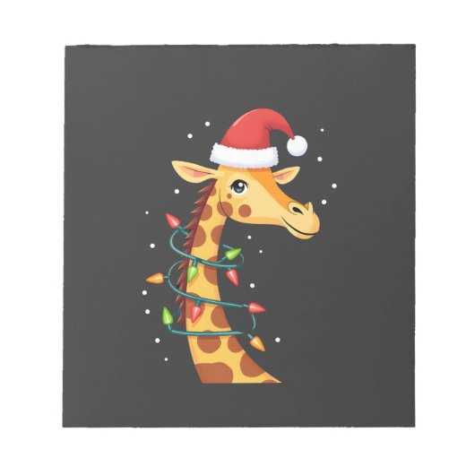 Christmas Giraffe Santa Hat Lights Giraffe Men Wom ノートパッド (正面)