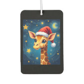 Christmas Giraffe Santa Hat Starry Night Holiday L カーエアーフレッシュナー (正面)