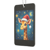 Christmas Giraffe Santa Hat Starry Night Holiday L カーエアーフレッシュナー (左)