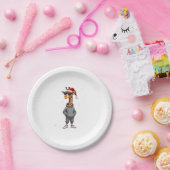 Christmas Giraffe Santa Long Sleeve T-Shirt (1) ペーパープレート (パーティー)