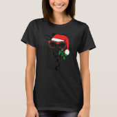 Christmas Giraffe With Glasses Santa Hat Xmas Tシャツ (正面)