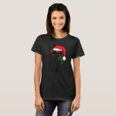 Christmas Giraffe With Glasses Santa Hat Xmas Tシャツ (正面フル)