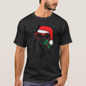 Christmas Giraffe With Glasses Santa Hat Xmas Tシャツ (正面)