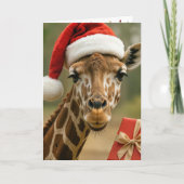 Christmas Giraffe With Holiday Gift カード (正面)