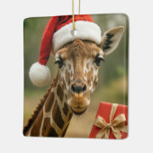 Christmas Giraffe With Holiday Gift セラミックオーナメント (左)