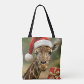Christmas Giraffe With Holiday Gift トートバッグ (裏面)