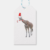 Christmas Giraffe with Santa Hat ギフトタグ (正面)