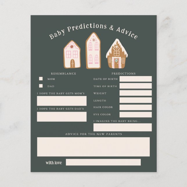 Christmas Girl Baby Shower Baby Predictions Card (正面)