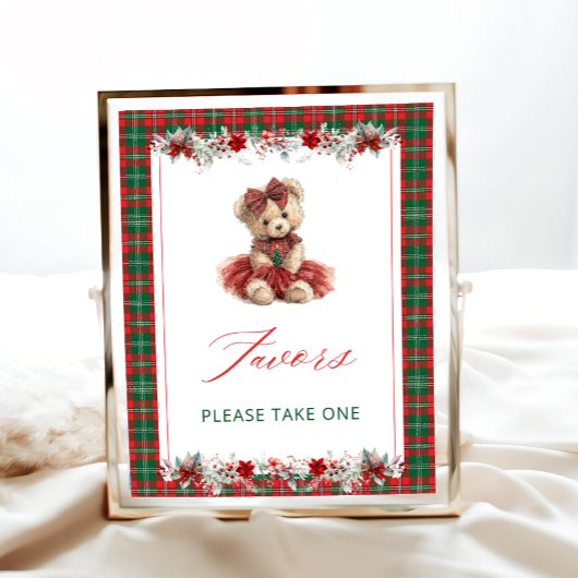 Christmas Girl Bear Baby Shower Favors ポスター