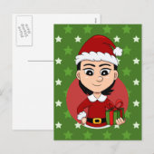 Christmas girl cartoon holiday postcard シーズンポストカード (正面/裏面)