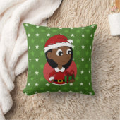 Christmas girl cartoon throw pillow クッション (ブランケット)