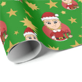 Christmas girl cartoon wrapping paper ラッピングペーパー (ロールコーナー)