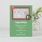 Christmas Girl Elf Wreath Photo シーズンカード (スタンド正面)