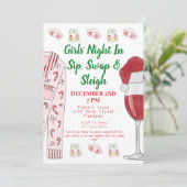 Christmas Girls’ Night Gift Swap PJs Wine 招待状 (スタンド正面)