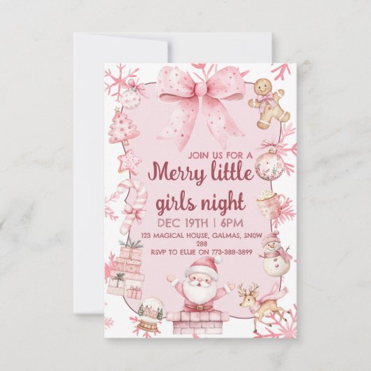 Christmas girls night party invitation 招待状 (正面)