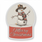Christmas Glass Ball Snowman Merry Christmas シール (正面)
