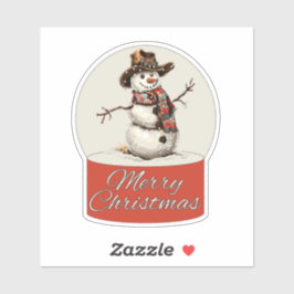 Christmas Glass Ball Snowman Merry Christmas シール