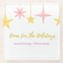 Christmas Glass Coaster with Holiday Motifs ガラスコースター