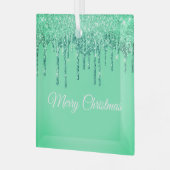 Christmas Glitter Drip Merry Christmas Glass Ornam ガラスオーナメント (正面左)