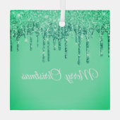 Christmas Glitter Drip Merry Christmas Glass Ornam ガラスオーナメント (裏面)