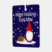 Christmas gnome and hedgehog tree Ornament メタルオーナメント (正面左)