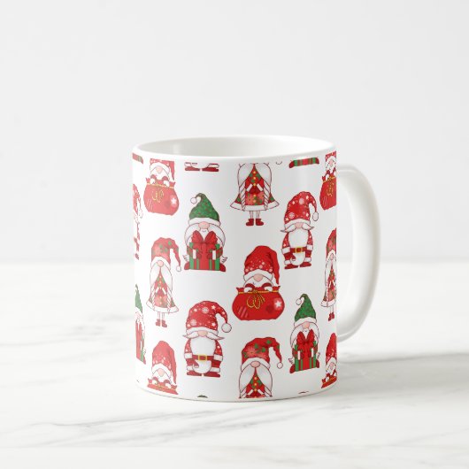 Christmas Gnome Gift & Sack Pattern コーヒーマグカップ (正面右)