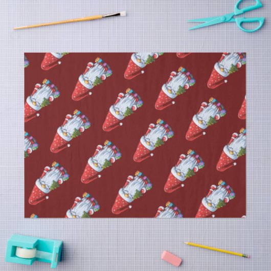 Christmas Gnome Gonk Dressed In A Festive Outfit 薄葉紙 (クラフト)