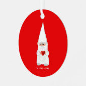 Christmas Gnome Holding a Heart on Red メタルオーナメント (正面左)
