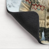 Christmas Gnome In Snowflakes With Candy Cane  マウスパッド (コーナー)