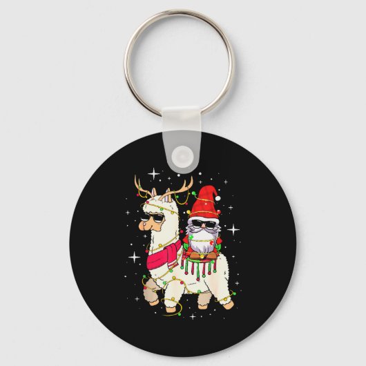 Christmas Gnome On Llama, Cute Alpaca Chanukah Chr キーホルダー (正面)