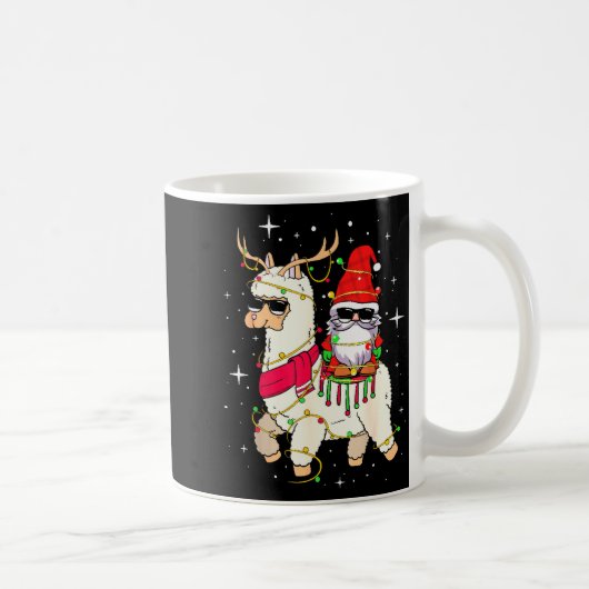 Christmas Gnome On Llama, Cute Alpaca Chanukah Chr コーヒーマグカップ (右)