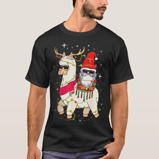 Christmas Gnome On Llama, Cute Alpaca Chanukah Chr Tシャツ (正面)