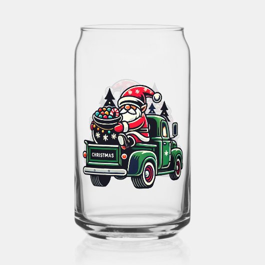 Christmas Gnome On Pickup Truck ガラス缶 (裏面)