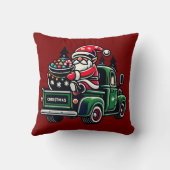 Christmas Gnome On Pickup Truck クッション (裏面)