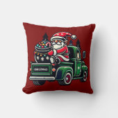Christmas Gnome On Pickup Truck クッション (正面)