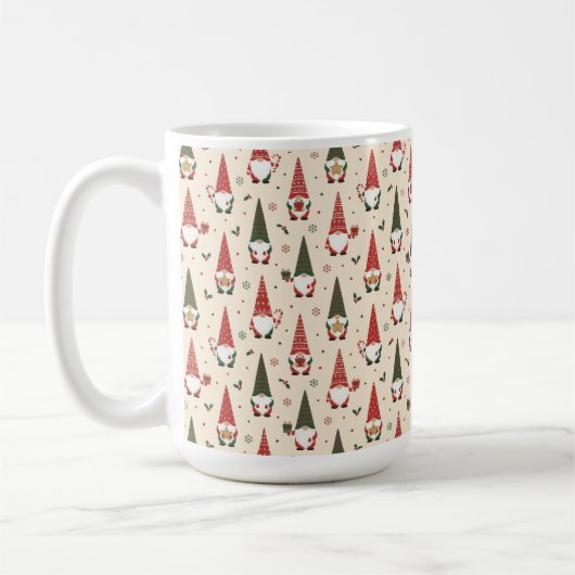 Christmas Gnome Party Pattern コーヒーマグカップ (左)