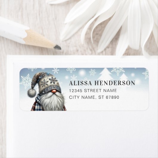 Christmas Gnome Return Address Labels ラベル (インサイチュ)