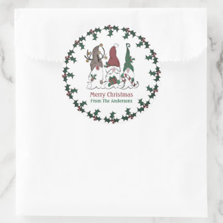 Christmas Gnome Santa Elf Reindeer Festive Xmas ラウンドシール