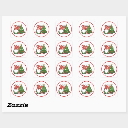 Christmas Gnome Santa Sticker Pack Cute Holiday De スクエアシール (シート)