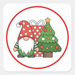 Christmas Gnome Santa Sticker Pack Cute Holiday De スクエアシール