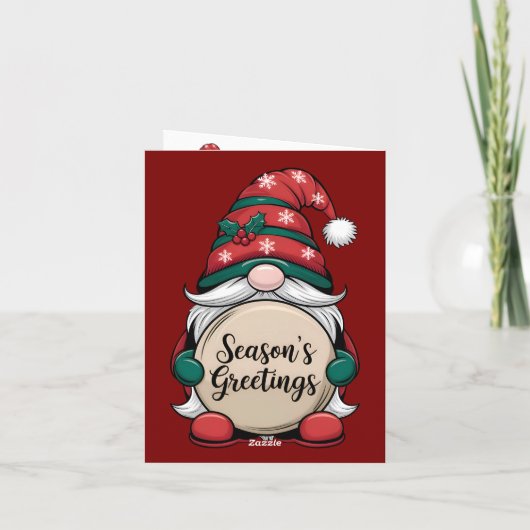 Christmas Gnome Season's Greetings カード (裏面)
