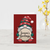 Christmas Gnome Season's Greetings カード (黄色い花)