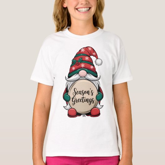 Christmas Gnome Season's Greetings Tシャツ (正面)