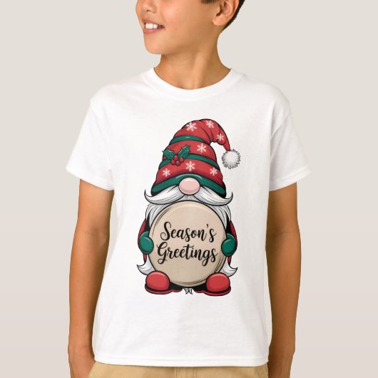 Christmas Gnome Season's Greetings  Tシャツ (正面)
